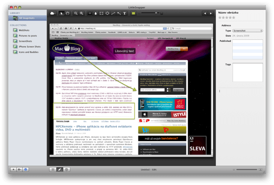 LittleSnapper snímek z aplikace