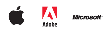 Apple, Adobe, Microsoft – logá