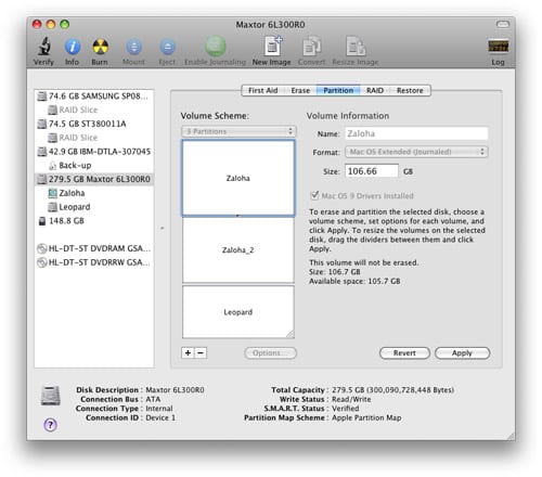 Disk Utility Mac OS X Leopard