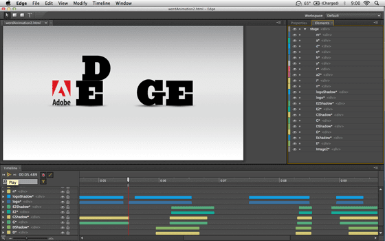 Screenshot Adobe Edge