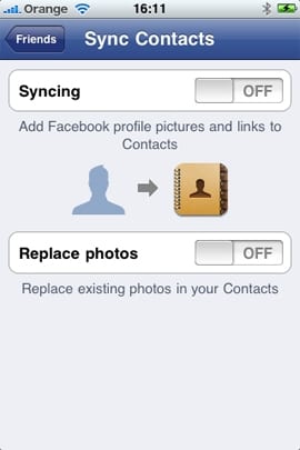 Facebook synchronizácia kontaktov iPhone