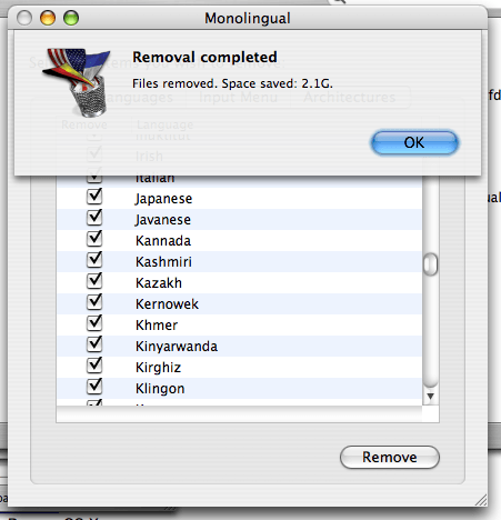 Monolingual Mac OS X