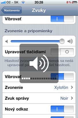 Nastavenie hlasitosti v iOS 4.2
