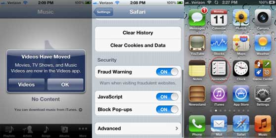 iOS 5 Beta 3 zmeny v iPode, Safari a Reminders