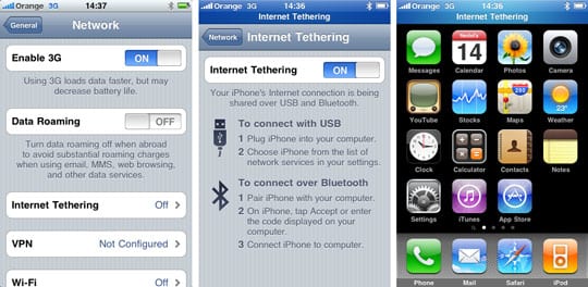 iPhone 3G firmware 3.0 tethering Orange