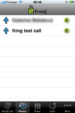 VoIP pre iPhone iPod touch Fring