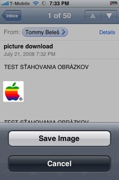 iPhone uloženie obrázku z Mailu