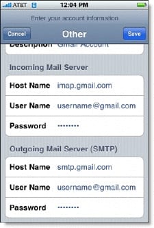 IMAP iPhone Mail Nastavenia Gmail