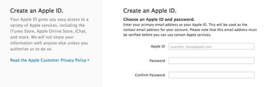 Vytvorenie Apple ID cez web