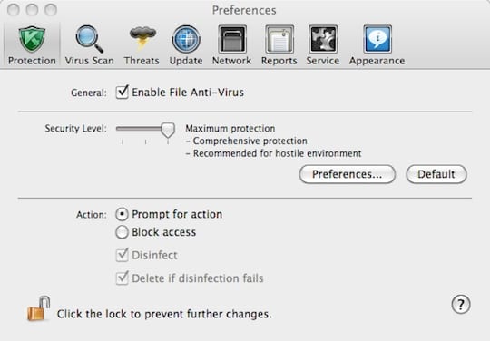 Anti-Virus Mac preferences
