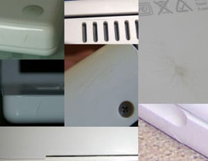 prasknuté plasty na MacBooku
