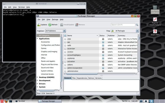 screenshot Oracle Solaris 11