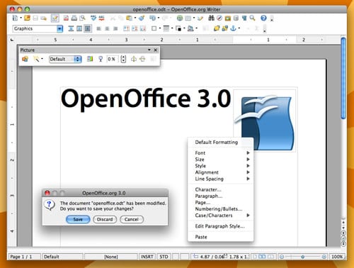 OpenOffice 3.0 grafické užívateľské rozhranie