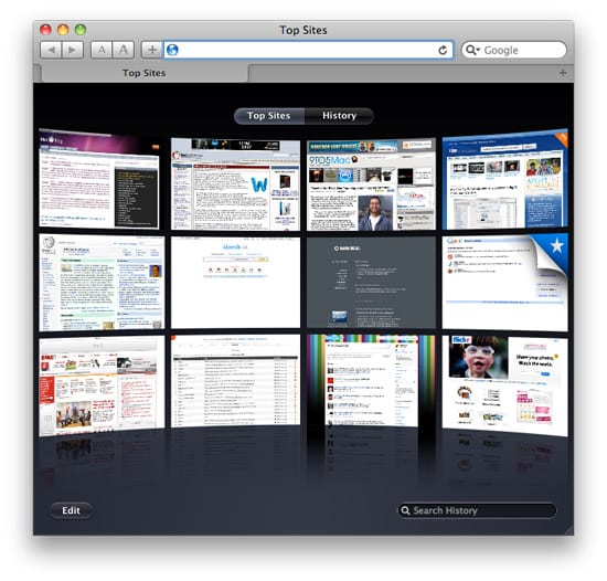 Top Sites v Safari