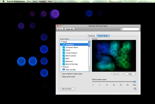 Animovaný screensaver na ploche ako pozadie Mac OS X