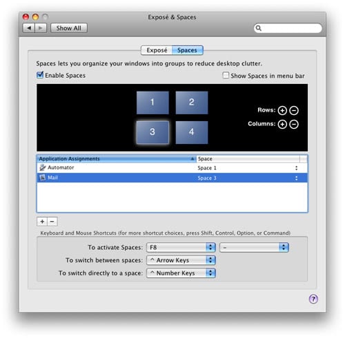 Spaces Mac OS X Leopard