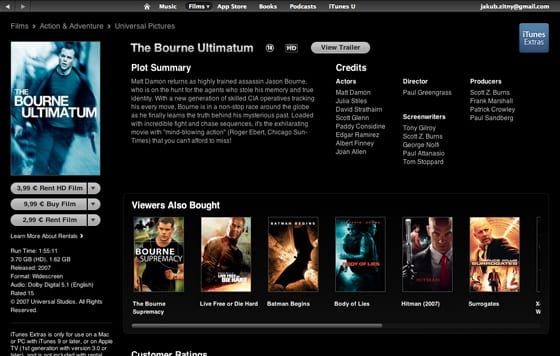 iTunes Store – The Bourne Ultimatum