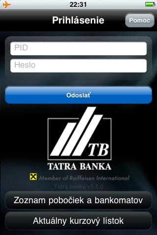 Tatra banka iPhone aplikacia internet banking