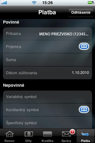 Tatra banka iPhone aplikacia internet banking