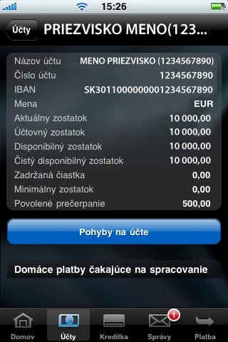 Tatra banka iPhone aplikacia internet banking