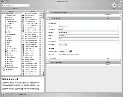 Upload to FTP Automator akcia