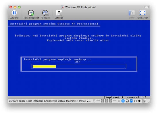 Inštalácia Win XP VMWare