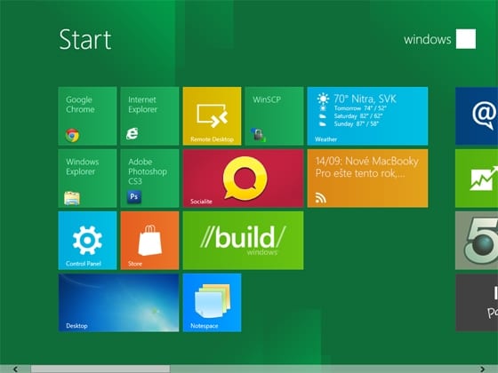 Ponuka Štart systému Windows 8