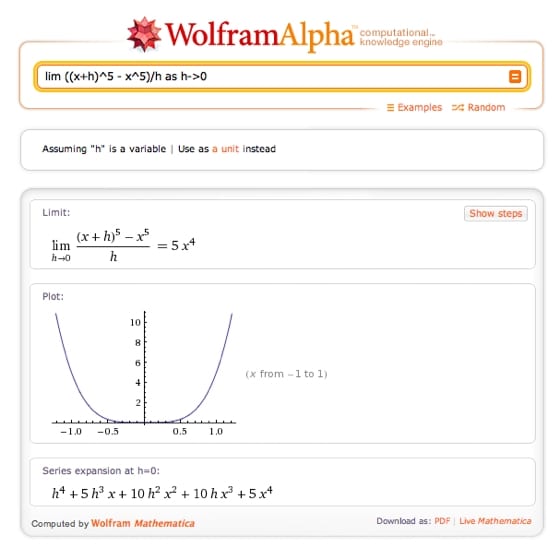 príklad požiadavku do Wolfram Alpha