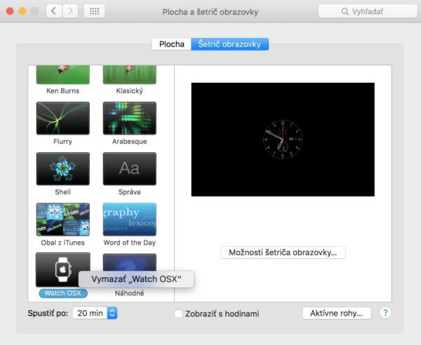 šetrič v štýle apple watch-vymazat