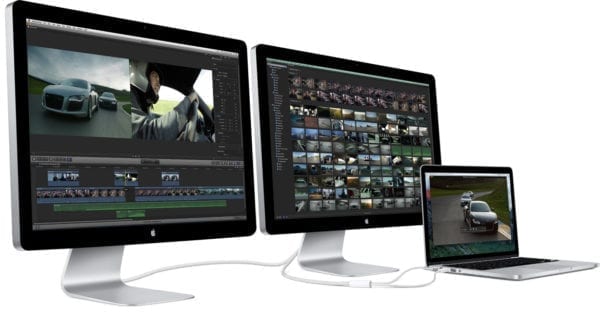 pripojiť dva monitory k MacBook Pro