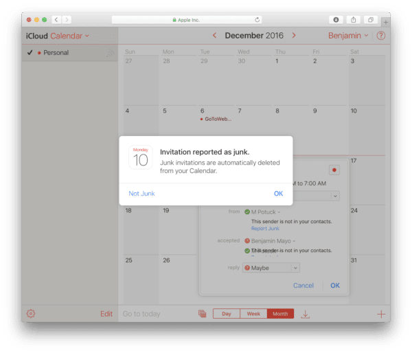 iCloud Calendar Spam