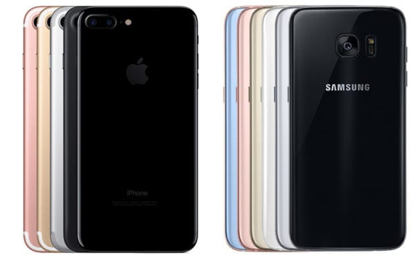 iPhone 7 vs Galaxy S7 farby