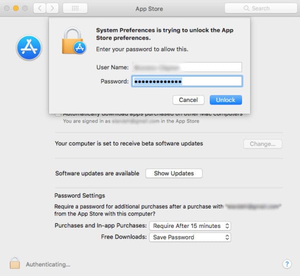 macOS High Sierra Preferences Password Bug