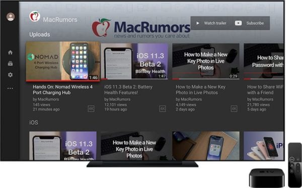 Apple TV 4K YouTube 2018 Revamp