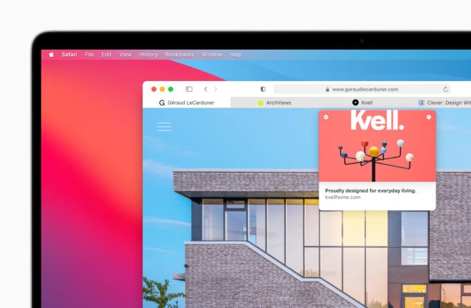 macOS Big Sur Safari Improved Tabs