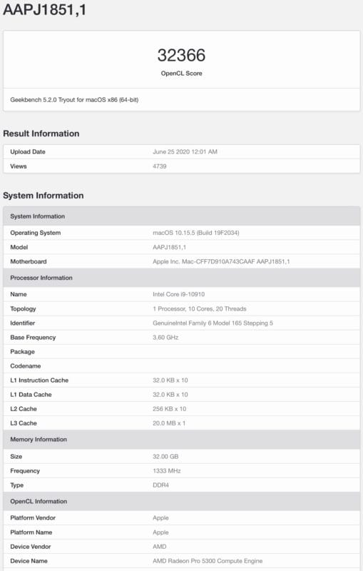 iMac 2020 Benchmark