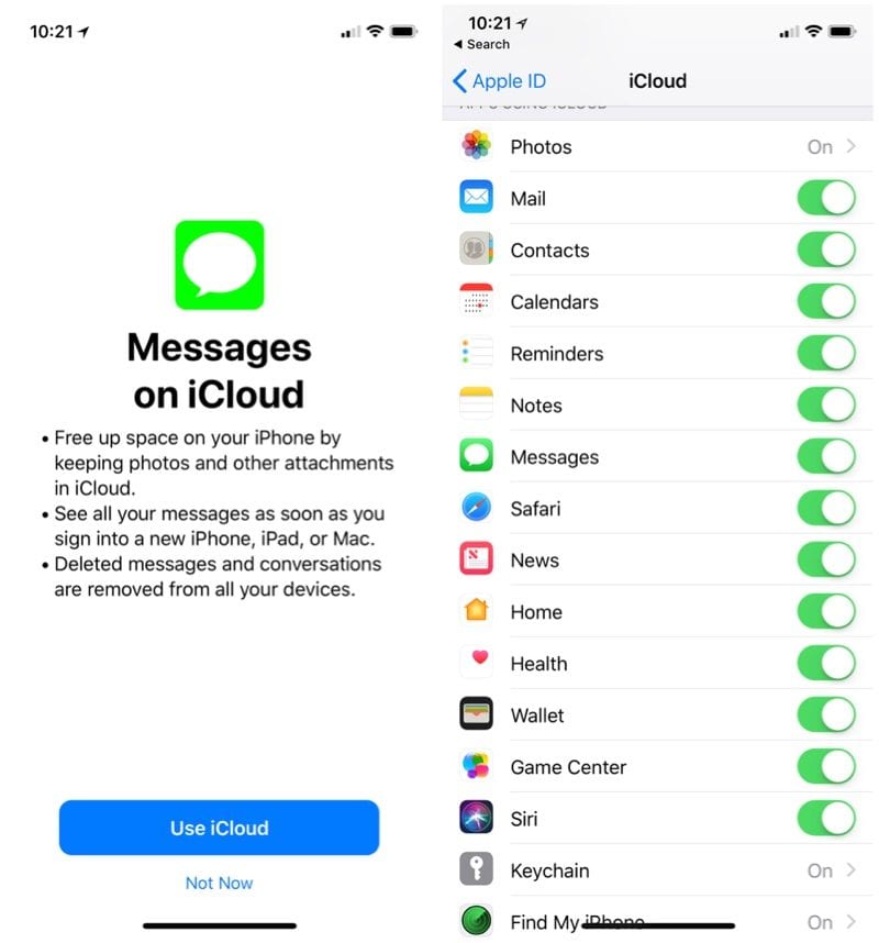 Messages v iCloude Messages v iCloude